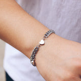 2pcs/set Heart Charm Couple Bracelets Stainless Steel Titanium Steel Bracelet