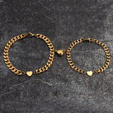 2pcs/set Heart Charm Couple Bracelets Stainless Steel Titanium Steel Bracelet
