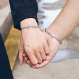 2pcs/set Heart Charm Couple Bracelets Stainless Steel Titanium Steel Bracelet