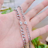 Stainless Steel Heart Charm Couple Love Bracelet Set - I love you Jewelry Gift