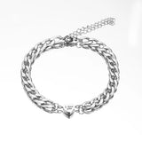 Stainless Steel Heart Charm Couple Love Bracelet Set - I love you Jewelry Gift