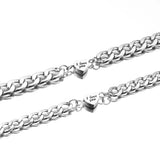 Stainless Steel Heart Charm Couple Love Bracelet Set - I love you Jewelry Gift