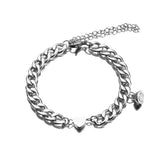 Stainless Steel Heart Charm Couple Magnet Bracelet Set