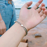 Stainless Steel Heart Charm Couple Magnet Bracelet Set