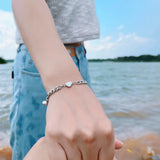 Stainless Steel Heart Charm Couple Magnet Bracelet Set