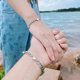 Stainless Steel Heart Charm Couple Magnet Bracelet Set
