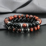 Tiger Eye Beaded Bracelet Set Natural Stone Men Couples Yoga Bangle Jewelry