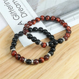 Tiger Eye Beaded Bracelet Set Natural Stone Men Couples Yoga Bangle Jewelry