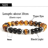 Tiger Eye Beaded Bracelet Set Natural Stone Men Couples Yoga Bangle Jewelry