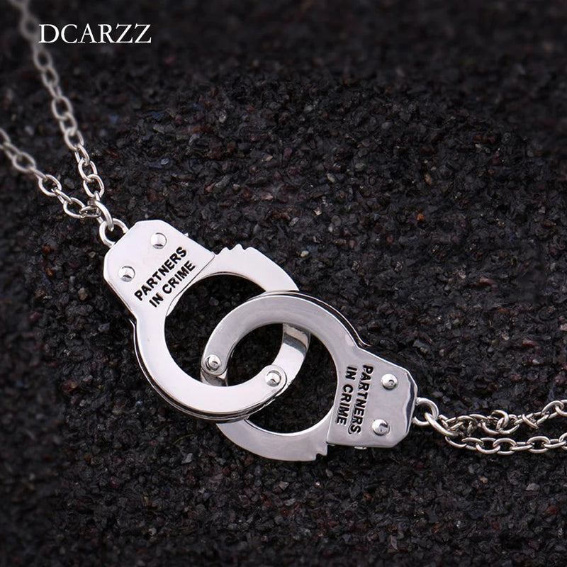 Punk Handcuff Pendant Couple Friendship Necklaces Set