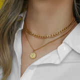 Vintage Cuban Chain Stainless Steel Coin Necklace For Women
