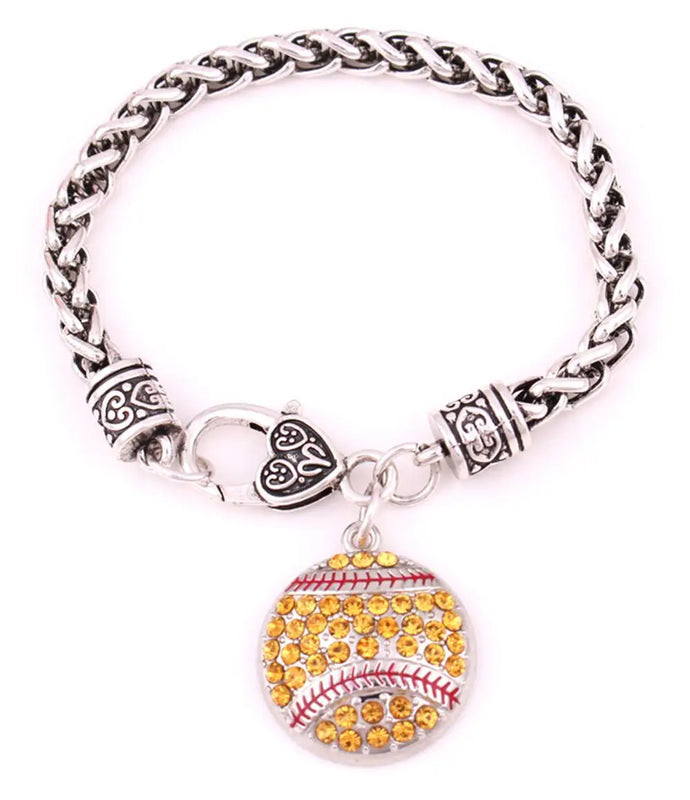 2pcs Softball Pendant Bracelet