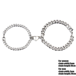 2pcs/set heart charm magnet Couple Bracelet stainless steel chain NK bracelets