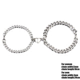 2pcs/set heart charm magnet Couple Bracelet stainless steel chain NK bracelets