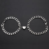 2pcs/set heart charm magnet Couple Bracelet stainless steel chain NK bracelets