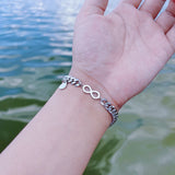 2pcs/set Infinite Heart Charm Bracelet Stainless Steel Cuban Chain Jewelry