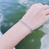 2pcs/set Infinite Heart Charm Bracelet Stainless Steel Cuban Chain Jewelry