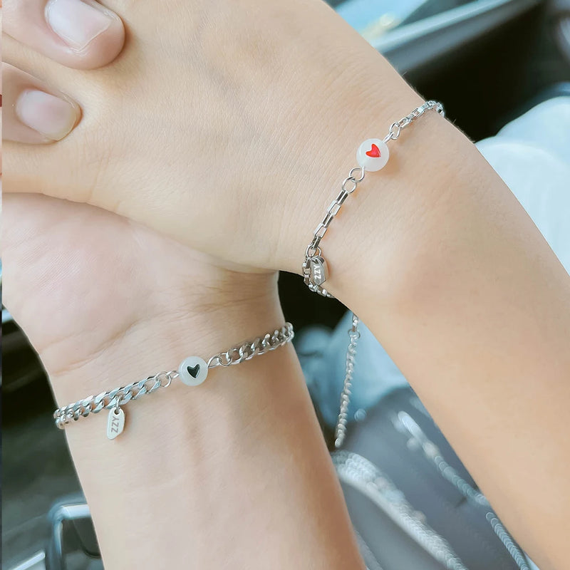 2pcs/set fluorescent love couple Bracelet titanium steel for men women