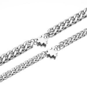 Stainless Steel Building Block Puzzle Bracelets Set for Men Women