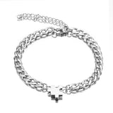 Stainless Steel Building Block Puzzle Bracelets Set for Men Women