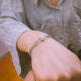 2pcs/set Natural Stone Bead Titanium Steel Bracelets Men Women Jewelry