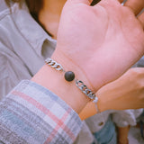 2pcs/set Natural Stone Bead Titanium Steel Bracelets Men Women Jewelry