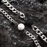 2pcs/set Natural Stone Bead Titanium Steel Bracelets Men Women Jewelry