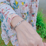 Stainless Steel Infinity Symbol Bracelet Set with Cuban Chain - 2pcs