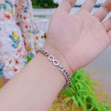 Stainless Steel Infinity Symbol Bracelet Set with Cuban Chain - 2pcs
