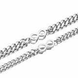 Stainless Steel Infinity Symbol Bracelet Set with Cuban Chain - 2pcs