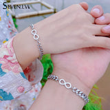 Stainless Steel Infinity Symbol Bracelet Set with Cuban Chain - 2pcs