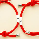 Sun & Moon Magnet Bracelet Set Lucky Charm Hand Woven Red Rope Couples Jewelry