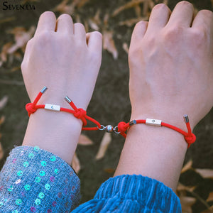 Sun & Moon Magnet Bracelet Set Lucky Charm Hand Woven Red Rope Couples Jewelry