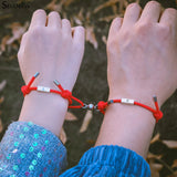 Sun & Moon Magnet Bracelet Set Lucky Charm Hand Woven Red Rope Couples Jewelry