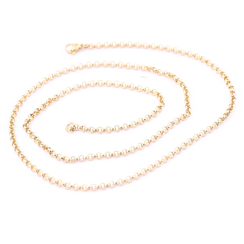 2pcs 3mm Stainless Steel Plated Necklace Chains for DIY Jewelry Making