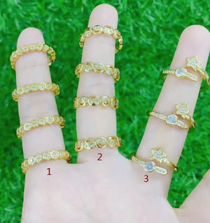 Star Heart CZ Crystal Chunky Rings Dripping Oil Enamel Ring Jewelry