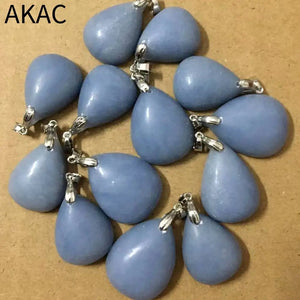 Natural Angelite Copper Pendant 16-18*20-28mm Randomly Selected