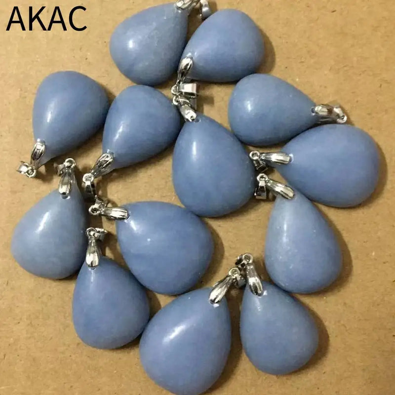 Natural Angelite Copper Pendant 16-18*20-28mm Randomly Selected