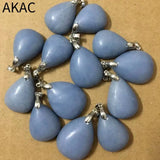 Natural Angelite Copper Pendant 16-18*20-28mm Randomly Selected