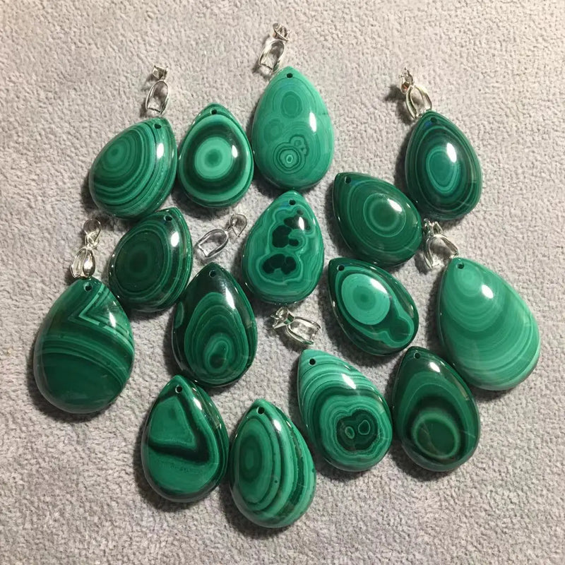 Natural Malachite Copper Pendant Set of 2