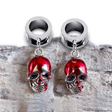 Goth Stainless Steel Earrings Blood Skeleton Head Ear Tunnel Plugs Gauges Pierci