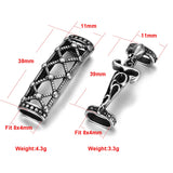 2pcs Stainless Steel Tube Beads Slider for Leather Cord Bracelet