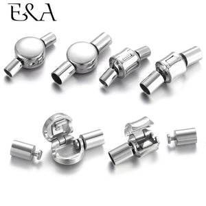 2pcs Stainless Steel European Clasps with End Caps - 3mm 4mm Hole