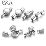 2pcs Stainless Steel European Clasps with End Caps - 3mm 4mm Hole