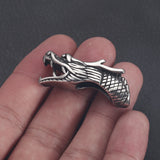 2pcs Stainless Steel Dragon Tube Beads Slider Charm for Men Leather Cords