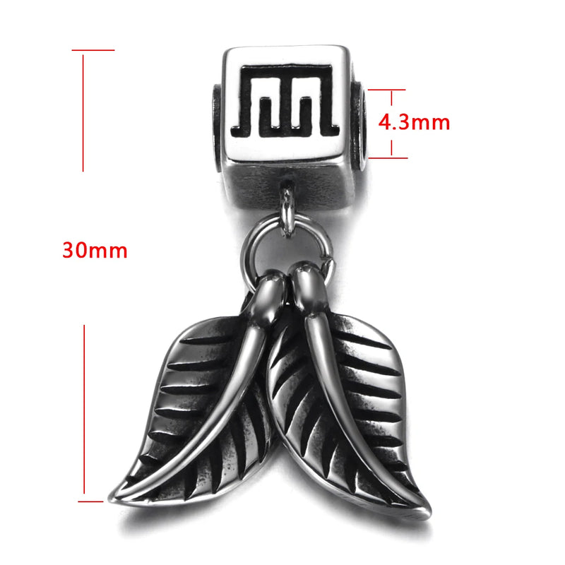 2pcs Stainless Steel Spacer Beads Leaf Charms 4mm Hole for Jewelry Making DIY