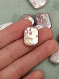 2pcs White/Pinkpurple Freshwater Pearl Square Oblong Pendant