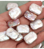 2pcs White/Pinkpurple Freshwater Pearl Square Oblong Pendant