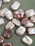 2pcs White/Pinkpurple Freshwater Pearl Square Oblong Pendant
