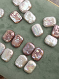 2pcs White/Pinkpurple Freshwater Pearl Square Oblong Pendant